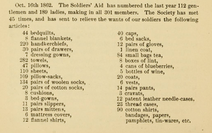 Soldier's Aid Society Report Soldier's Aid Society Report