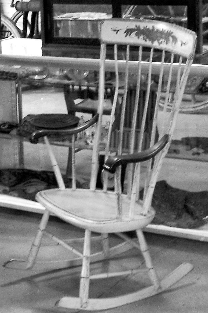 Windsor rocking chair, made in the factory of Josiah P. Wilder, ca. 1840. Gift of Jane and Robert Brecht. Windsor rocking chair, made in the factory of Josiah P. Wilder, ca. 1840. Gift of Jane and Robert Brecht.